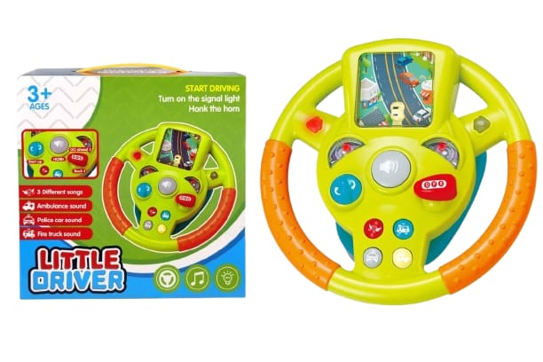 Little Driver Kids Steering Wheel Toy – Interactive Car Driving Toy with Lights & Sounds